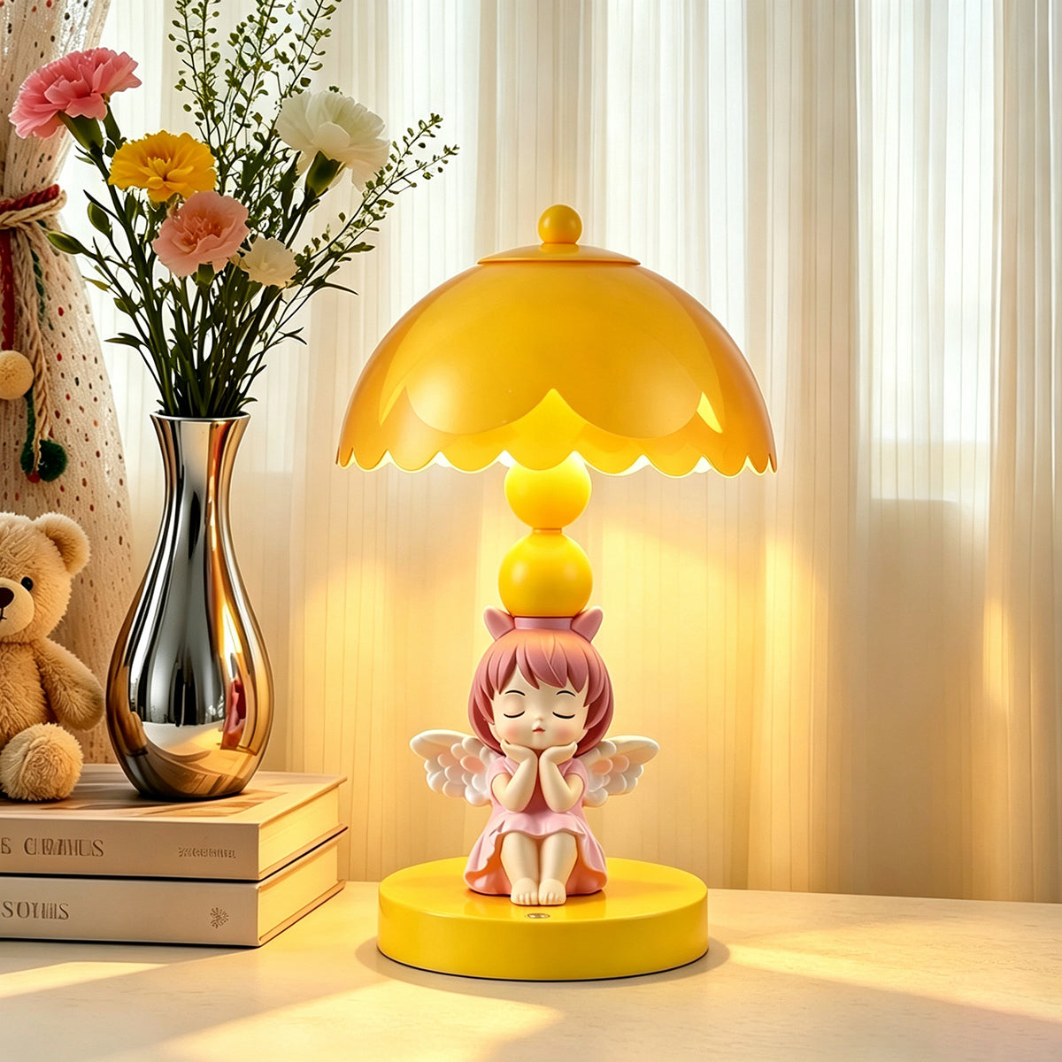 Engel-Tischlampe mit Farbwechsel