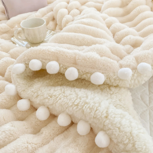 Wärmende Milchfaser-Fleece-Decke mit Lammfleece-Imitat