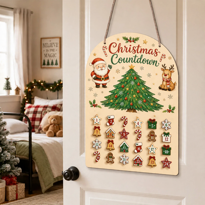 Holz-Adventskalender zum Aufhängen mit 24 Elementen