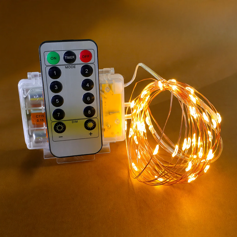 LED-Kupferdraht-Lichterkette mit Fernbedienung