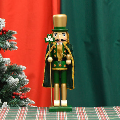 Nussknacker-Figur, 38 cm, Gold-Grün, Irisches Design