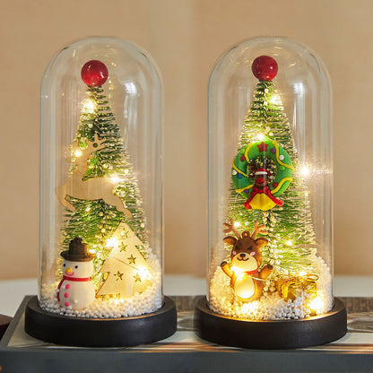 Mini-Weihnachtsbaum in Acryl-Glocke, beleuchtet, 13,5-21,5 cm