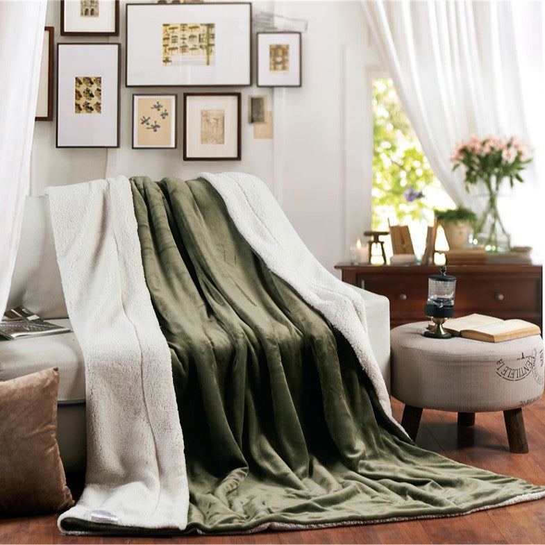 Doppellagige Lammfleece-Wohndecke, extra warm