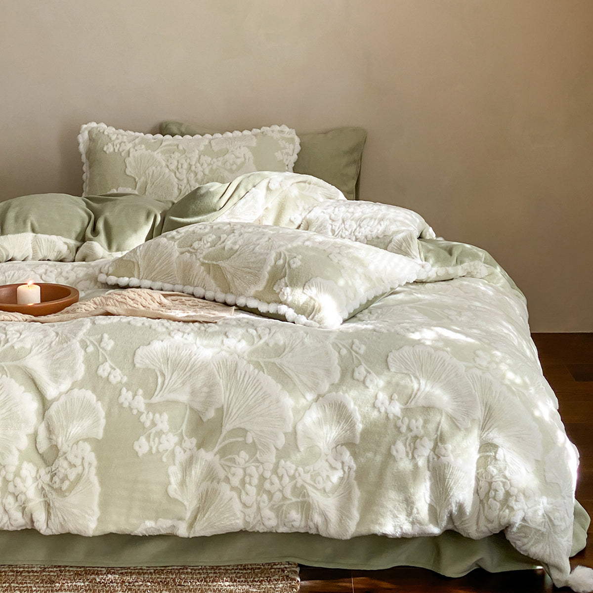 Milchfaser-Fleece Bettwäsche-Set, doppelseitig, winterwarm