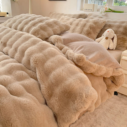 Winter-Bettwäsche-Set aus Milchfaser-Fleece, extra dick