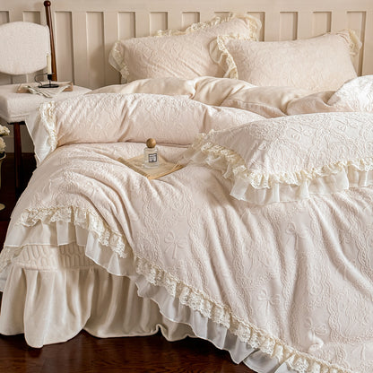 Milchfaser-Fleece Bettwäsche-Set im französischen Stil