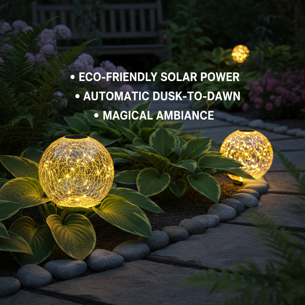 Brehn | Solarbetriebene Glaskugel Magisches Gartenlicht