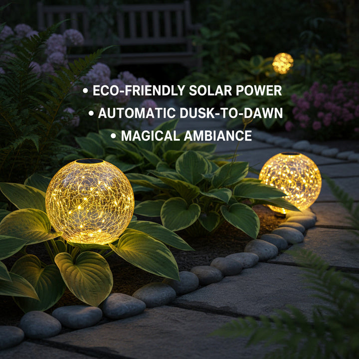 Brehn | Solarbetriebene Glaskugel Magisches Gartenlicht