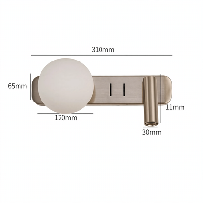 Wandleuchte mit zwei Lichtquellen für das Schlafzimmer