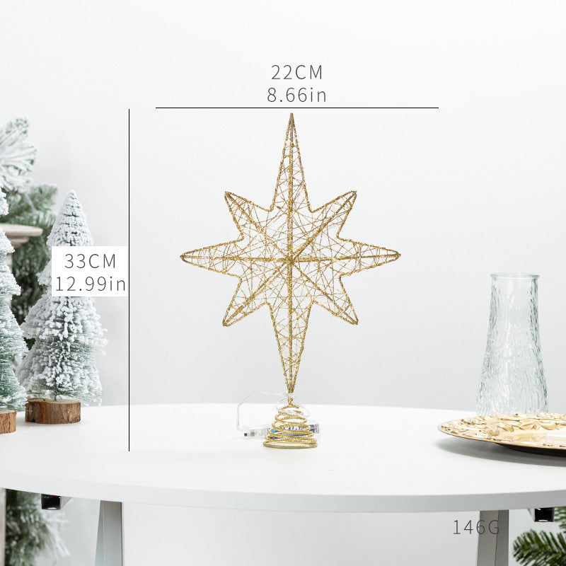 Beleuchteter Weihnachtsbaum-Spitzenstern aus Eisen