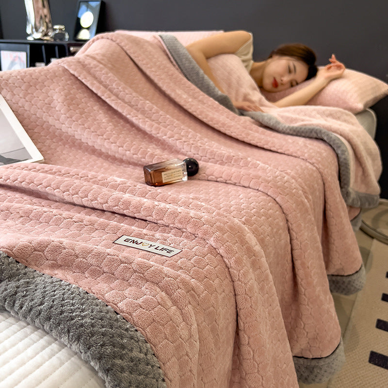 Doppelseitige Milchfaser-Fleece-Decke, warm und flauschig