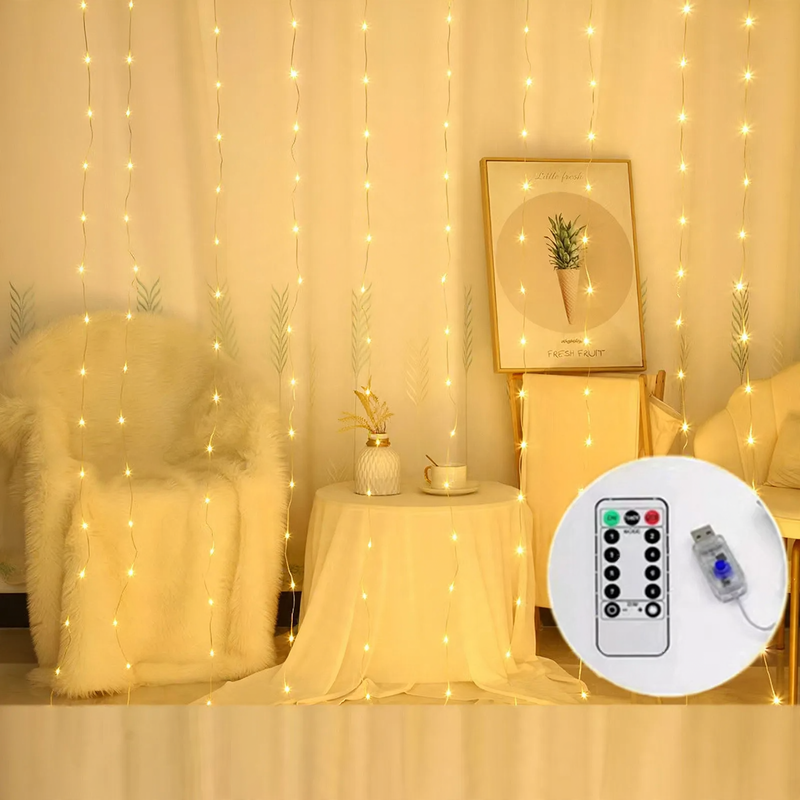 LED-Vorhang-Lichterkette mit Fernbedienung