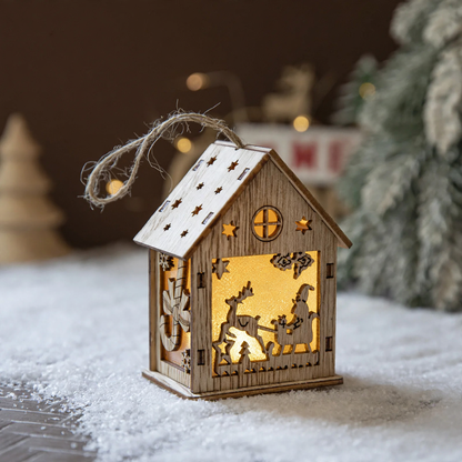 Dekorative LED-Holzhütte für weihnachtliche Atmosphäre