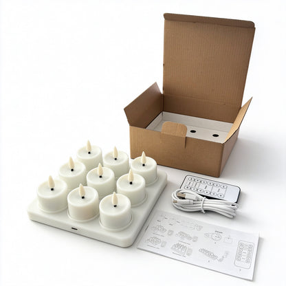 Wiederaufladbares LED-Teelicht-Set mit Ladestation