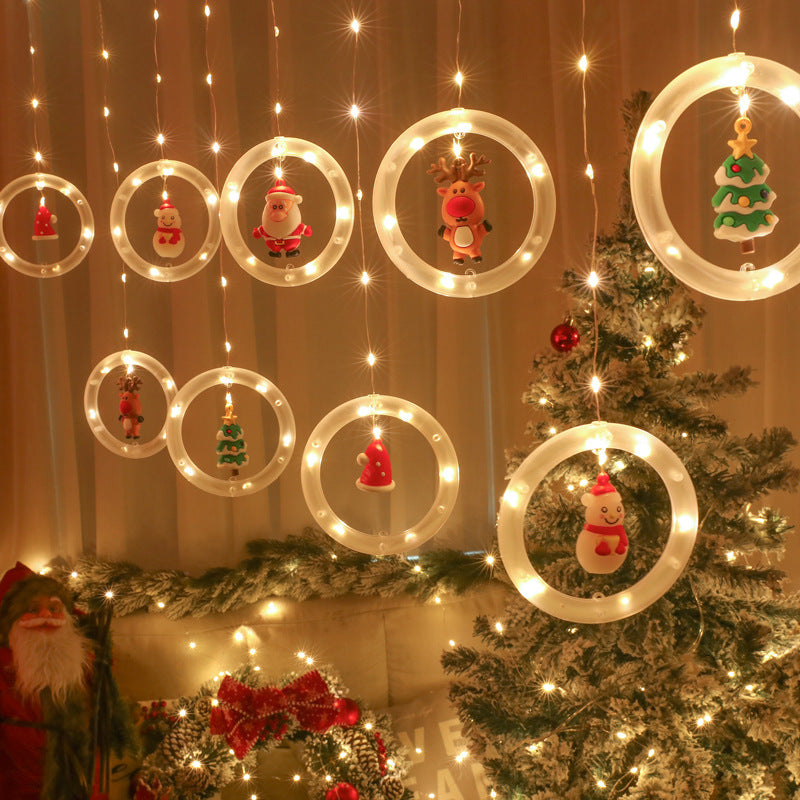 LED-Weihnachts-Lichterkette mit Sternen und Schneeflocken