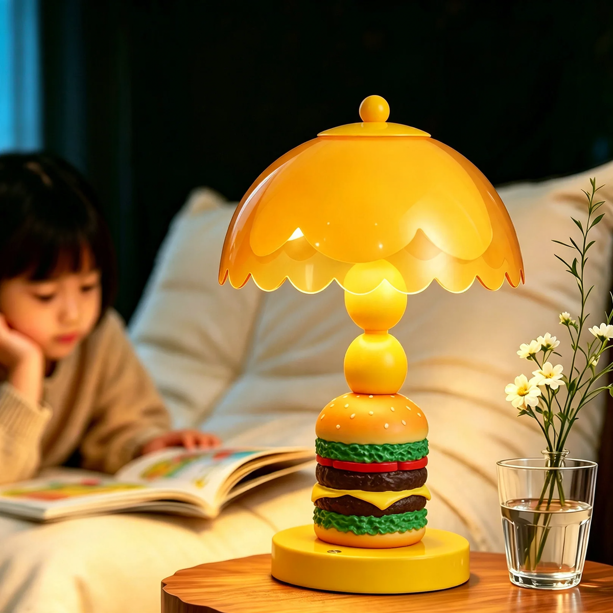 Hamburger-Tischlampe im kreativen Design
