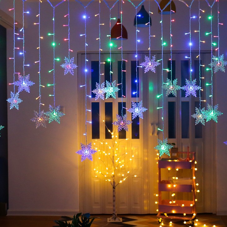 LED-Schneeflocken-Vorhang-Lichterkette