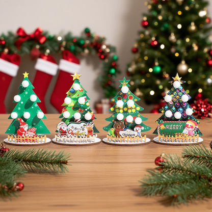 Dekorative Holz-Weihnachtsbaum-Tischleuchte mit LED