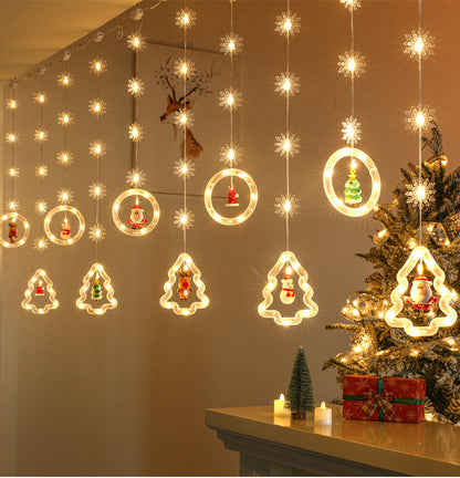 LED-Weihnachts-Lichterkette mit Sternen und Schneeflocken