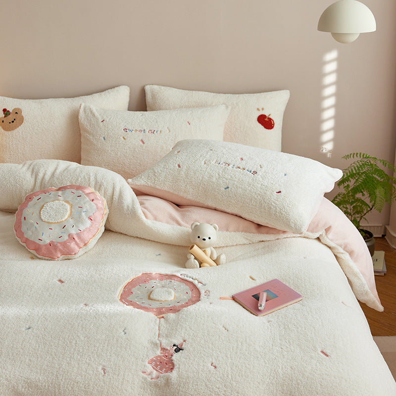 Milchfaser-Fleece Bettwäsche-Set, Teddy-Optik, verschiedene Größen