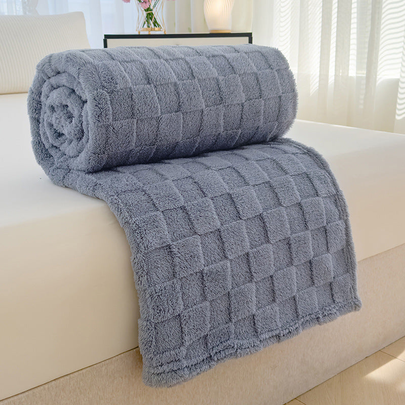 Jacquard-Korallenfleece-Decke mit Schachbrettmuster