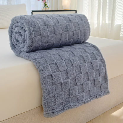 Jacquard-Korallenfleece-Decke mit Schachbrettmuster