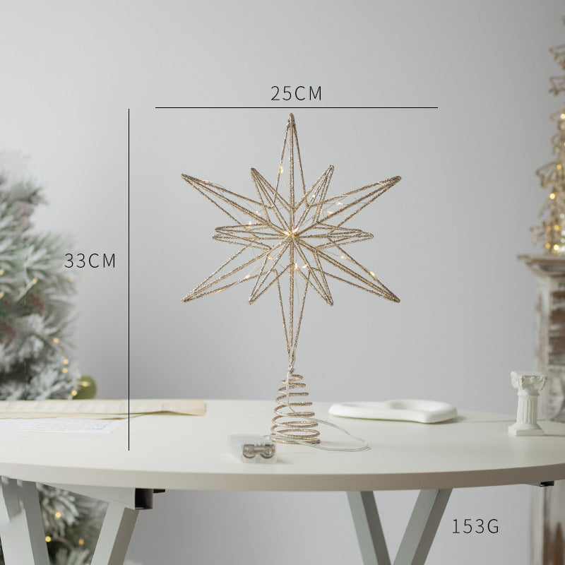 Beleuchteter Weihnachtsbaum-Spitzenstern aus Eisen