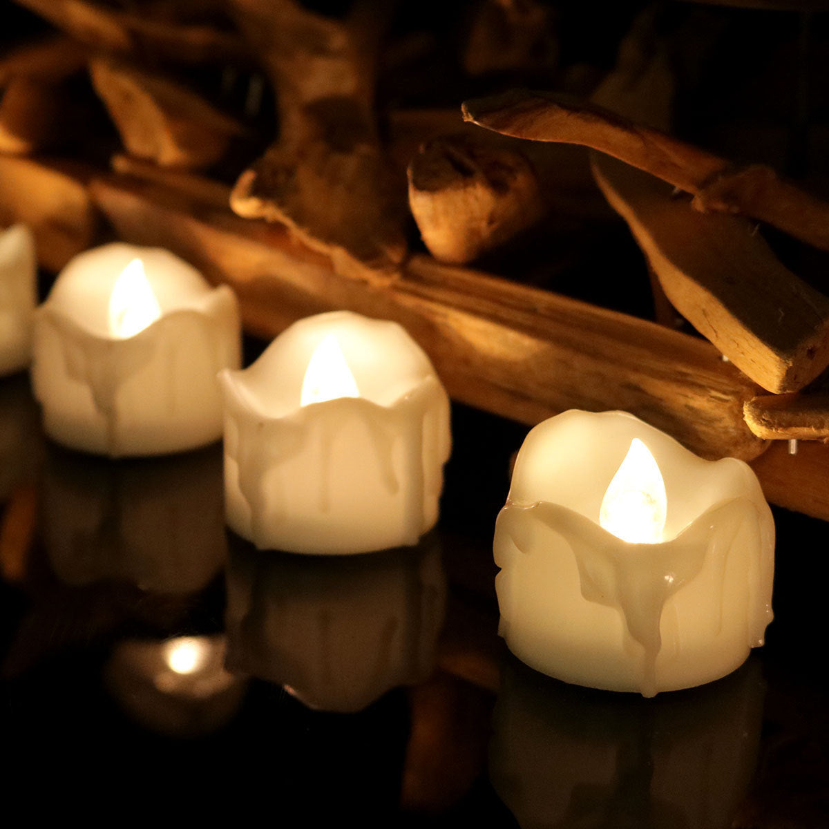 LED-Echtwachs-Optik Kerze mit Fernbedienung und Timer