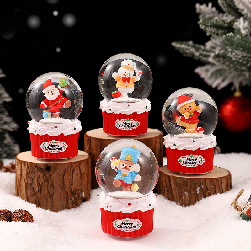 Dekorative Weihnachtskugel mit Licht und Schneeeffekt