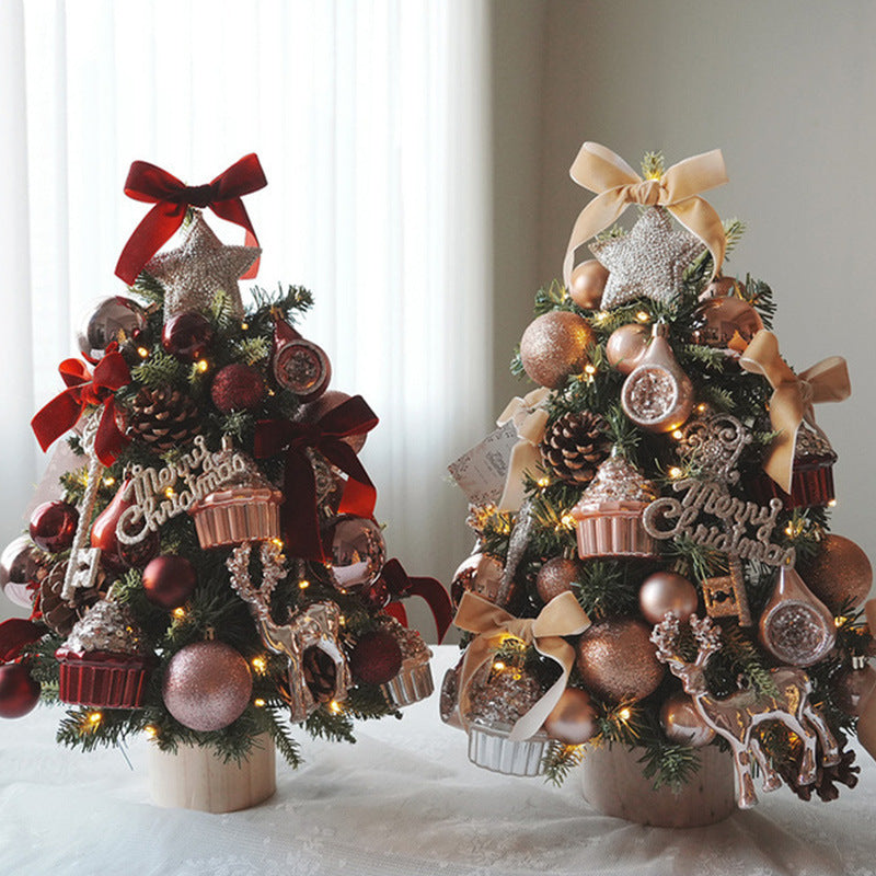 Mini-Weihnachtsbaum-Set mit Rentier-Dekor, 45/60 cm