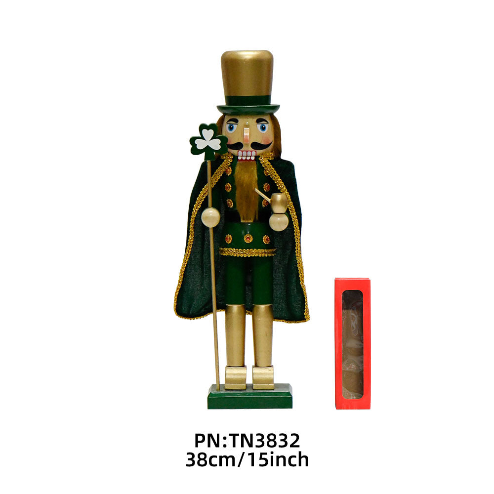 Nussknacker-Figur, 38 cm, Gold-Grün, Irisches Design