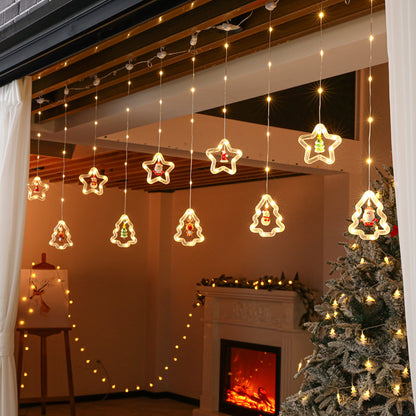 LED-Lichtervorhang mit weihnachtlichen Motiven