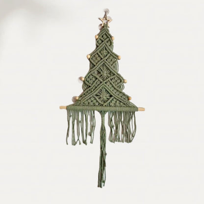 Handgefertir Weihnachtsbaum-Wandbehang aus Baumwollseil