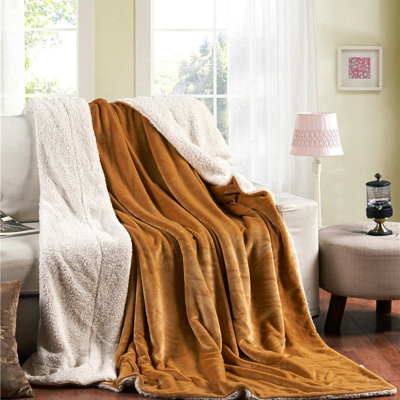 Doppellagige Lammfleece-Wohndecke, extra warm
