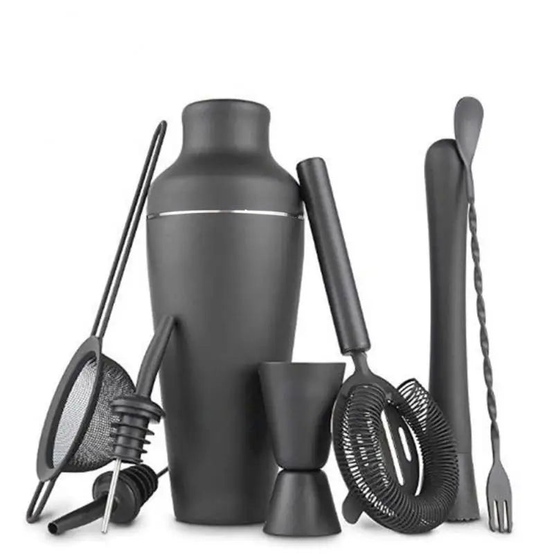 8-teiliger Premium-Matte Schwarz Cocktailshaker Set – Home Bar Essential
