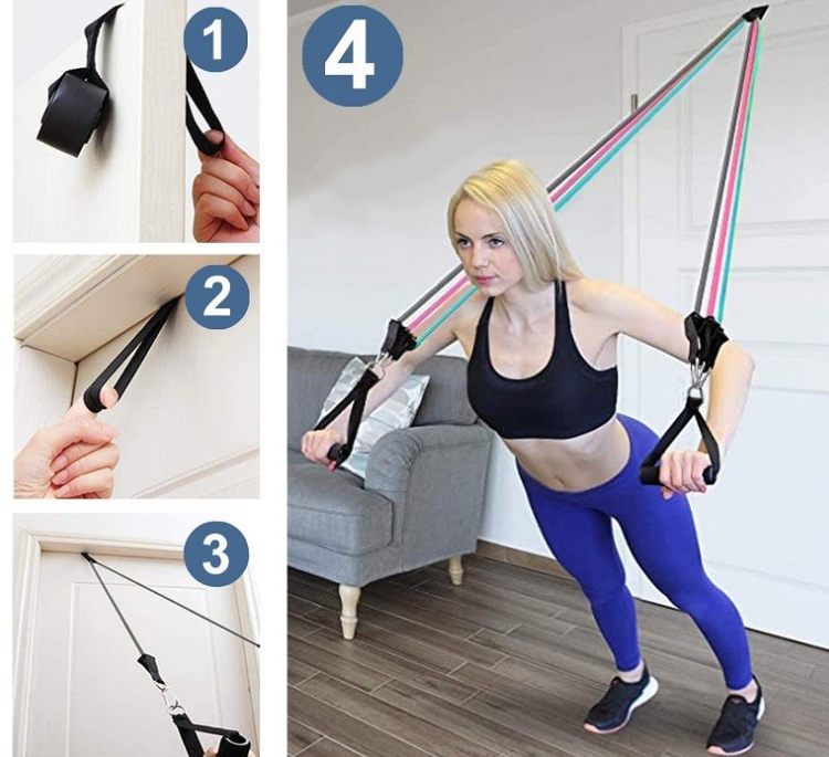 Widerstandsband-Set für Ganzkörpertraining und Rehabilitation mit Griffen, Knöchelmanschette und Türanker