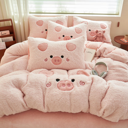 Flauschiges Milchfaser-Fleece-Bettwäsche-Set, verspielt