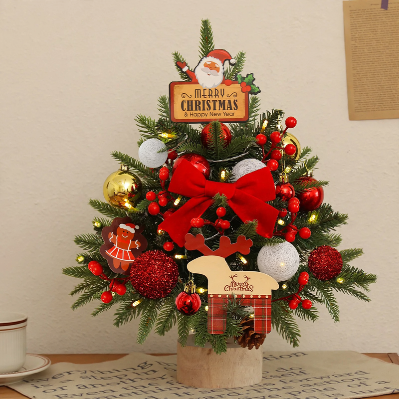 Mini-Weihnachtsbaum-Set mit Schnee-Effekt