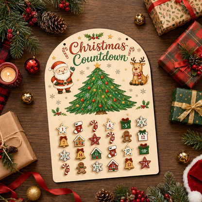 Holz-Adventskalender zum Aufhängen mit 24 Elementen