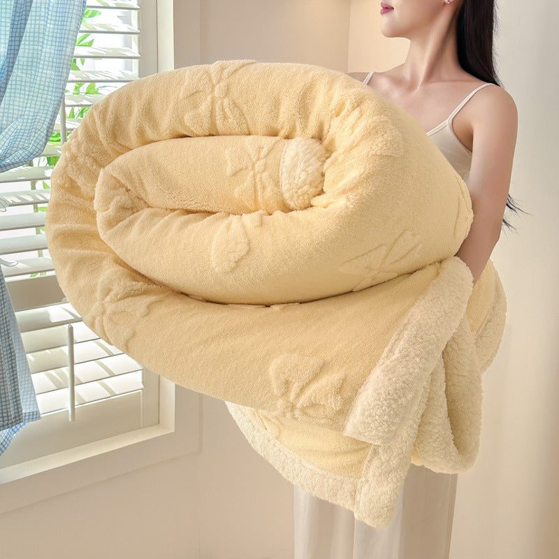 Doppellagige Jacquard-Kuscheldecke mit Lammfleece-Optik