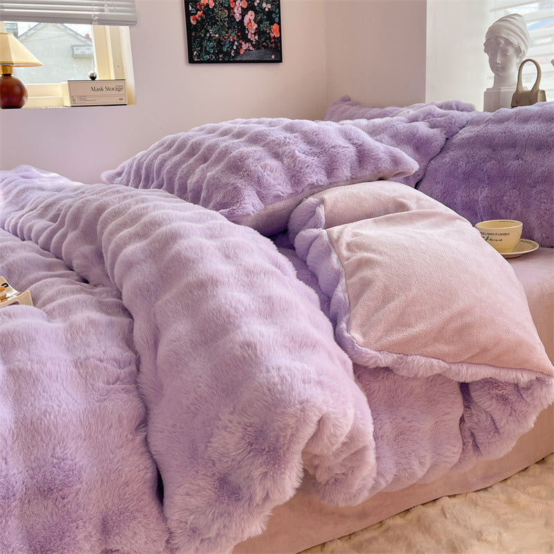 Winter-Bettwäsche-Set aus Milchfaser-Fleece, extra dick