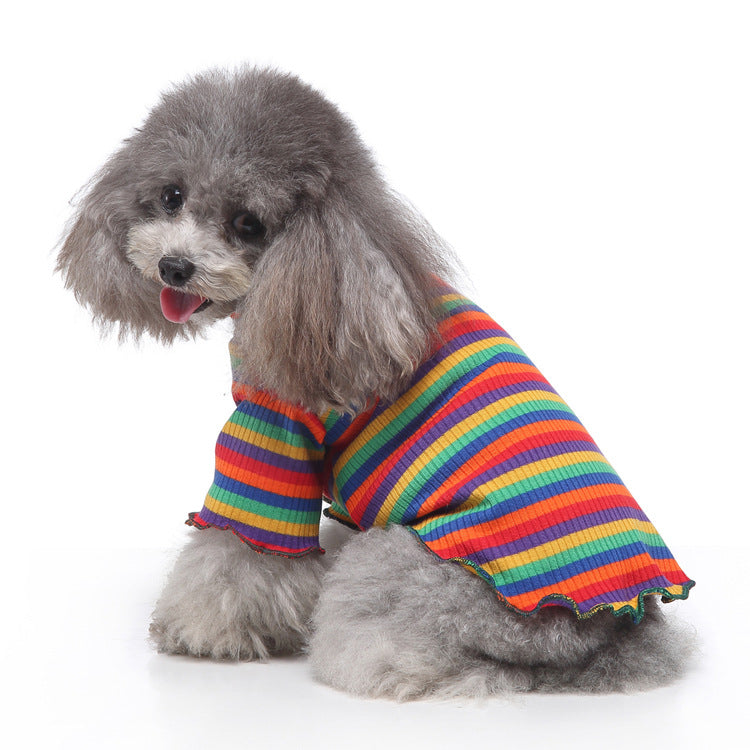Hochkragen-Sweatshirt für Hunde, Streifen, Polyester-Baumwolle