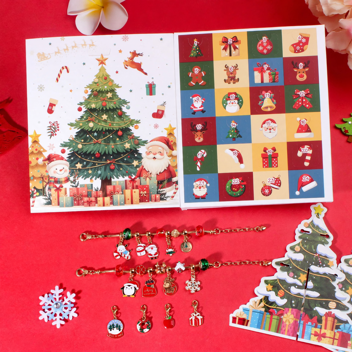 Weihnachts-Adventskalender mit DIY-Schmuckset für Kinder