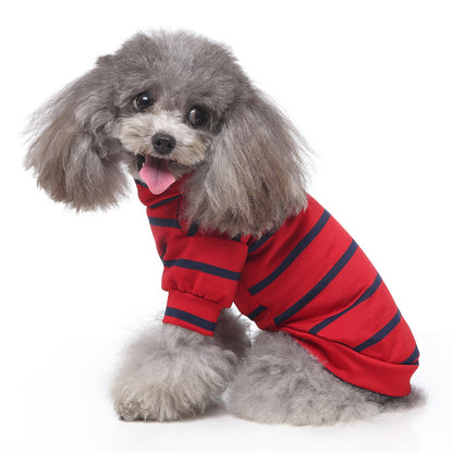 Hochkragen-Sweatshirt für Hunde, Streifen, Polyester-Baumwolle