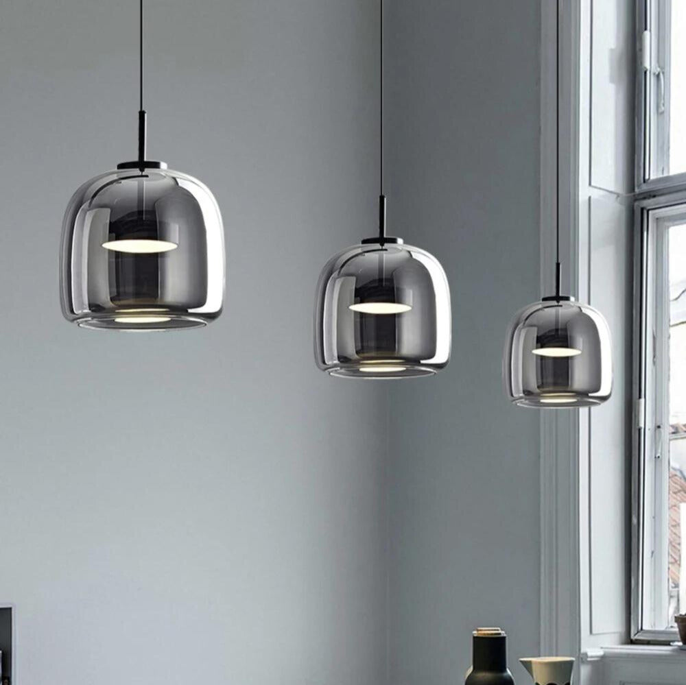 Brehn | MidnightShine Lampe - Modernes schwarzes Glas Design Pendelleuchte