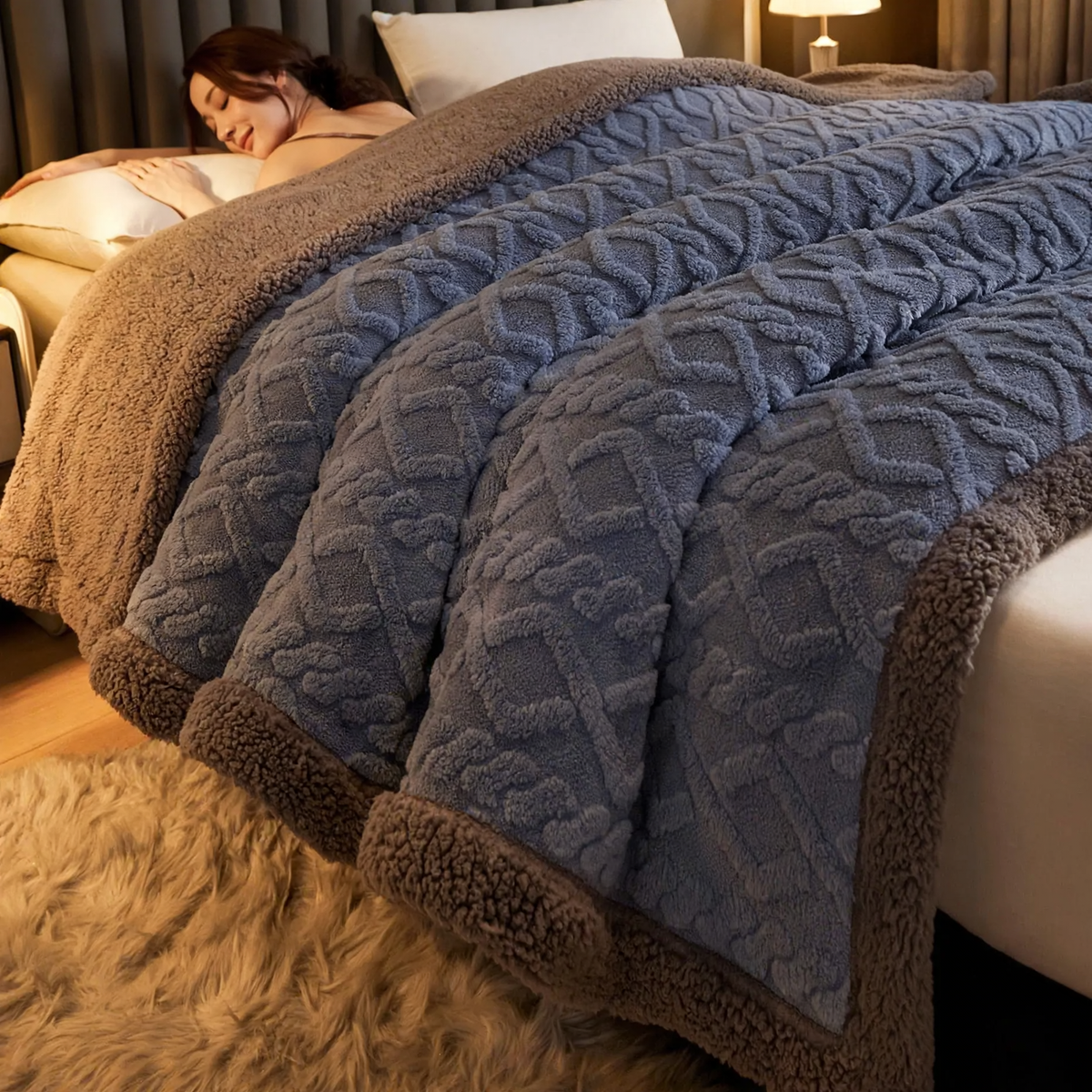 Flauschige Flanell-Wohndecke, gestreift, verschiedene Größen