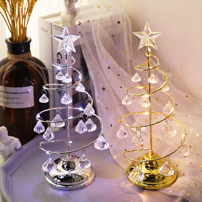Dekorative LED-Weihnachtsbaum-Tischleuchte aus Metall und Acryl