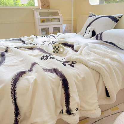 Flauschige Milchfaser-Fleece Wohndecke, winterwarm