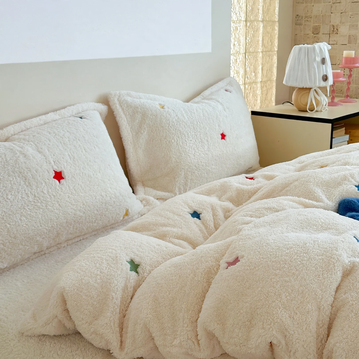 Gestepptes Milchfaser-Fleece Bettwäsche-Set für den Winter