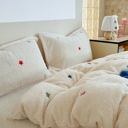 Gestepptes Milchfaser-Fleece Bettwäsche-Set für den Winter